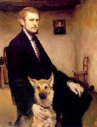 Miroslav Kraljevic Selfportrait with a dog Germany oil painting artist